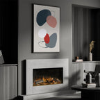 Element4 Elite 85 E Supreme elektrische inbouw sfeerhaard in een strakke witte wand met daarboven een kleurrijk schilderij