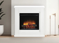 Dimplex Unity elektrische sfeerhaard met witte schouw en Opti-Flame vlambeeld
